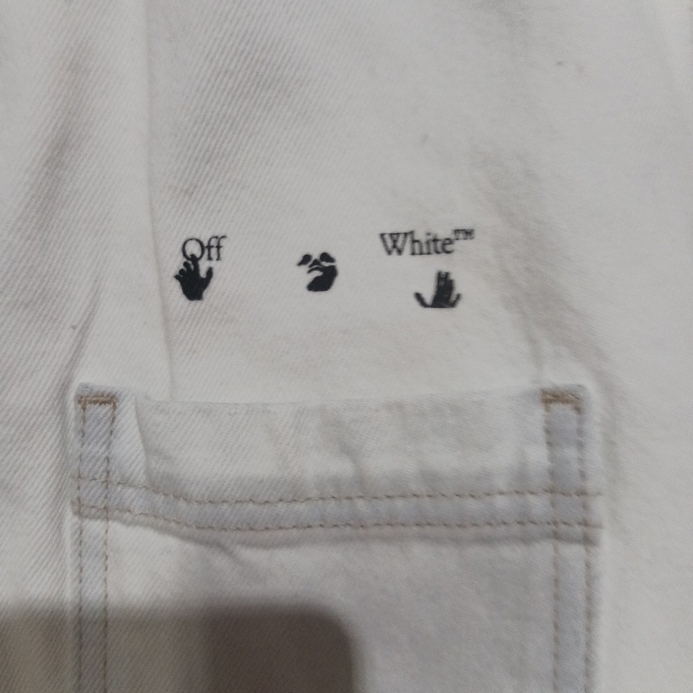 Off-White 2020 "Drip Arrows" Denim Overshirt size small in white. - Picture 4 of 4